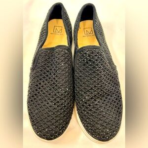 Material Girl Womens Loafers 8.5M Eidyth Black Rhinestone Accent Slip On
